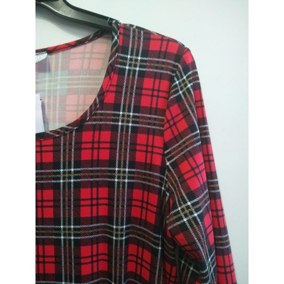 Holiday Christmas cheer plaid tunic Dress Plus sizes 1X-2X-3X - Picture 6 of 10